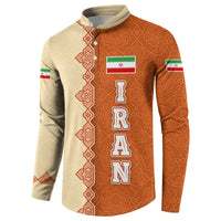 Iran Heritage Button Sweatshirt with Traditional Pattern and Royal Emblem Design