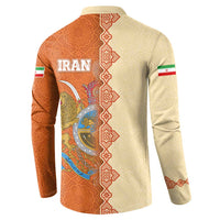 Iran Heritage Button Sweatshirt with Traditional Pattern and Royal Emblem Design