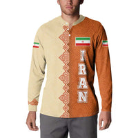 Iran Heritage Button Sweatshirt with Traditional Pattern and Royal Emblem Design