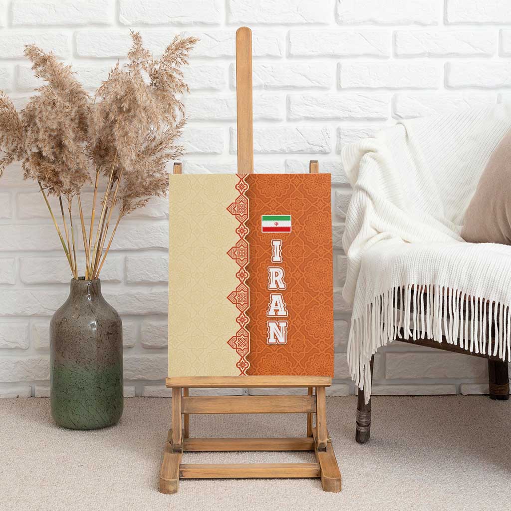 Iran Heritage Canvas Wall Art with Traditional Pattern and Royal Emblem Design