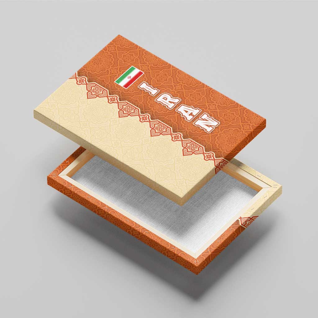 Iran Heritage Canvas Wall Art with Traditional Pattern and Royal Emblem Design