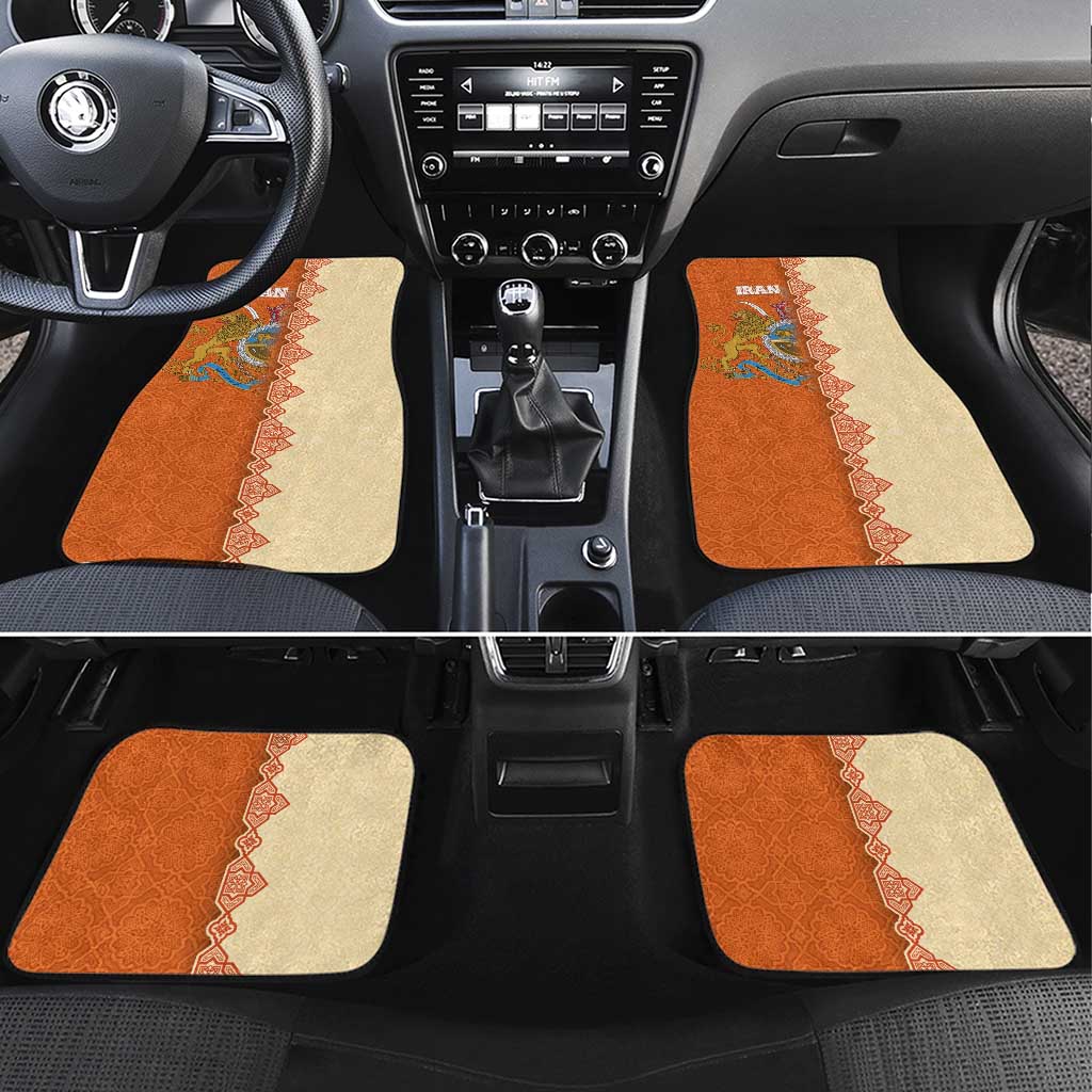 Iran Heritage Car Mats with Traditional Pattern and Royal Emblem Design