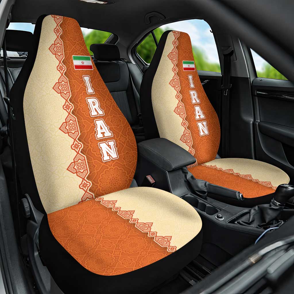 Iran Heritage Car Seat Cover with Traditional Pattern and Royal Emblem Design
