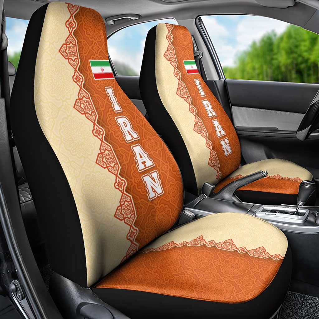 Iran Heritage Car Seat Cover with Traditional Pattern and Royal Emblem Design