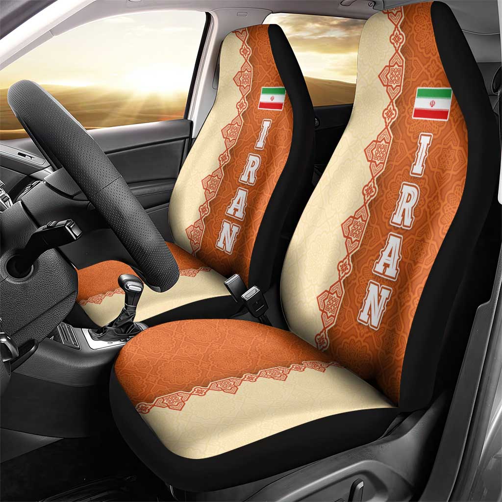 Iran Heritage Car Seat Cover with Traditional Pattern and Royal Emblem Design