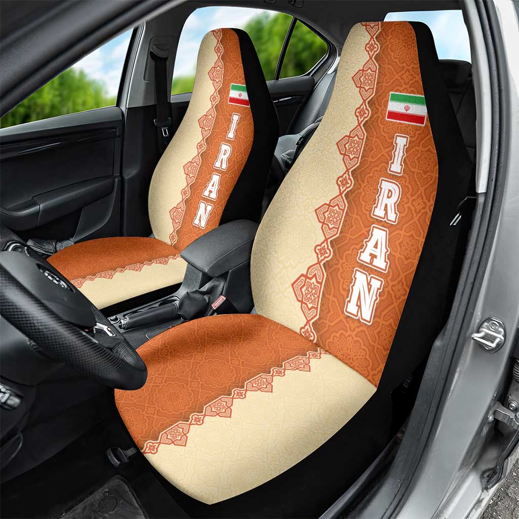 Iran Heritage Car Seat Cover with Traditional Pattern and Royal Emblem Design