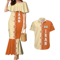 Iran Heritage Couples Matching Mermaid Dress and Hawaiian Shirt with Traditional Pattern and Royal Emblem Design