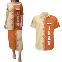 Iran Heritage Couples Matching Puletasi and Hawaiian Shirt with Traditional Pattern and Royal Emblem Design