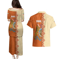 Iran Heritage Couples Matching Puletasi and Hawaiian Shirt with Traditional Pattern and Royal Emblem Design