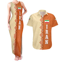 Iran Heritage Couples Matching Tank Maxi Dress and Hawaiian Shirt with Traditional Pattern and Royal Emblem Design