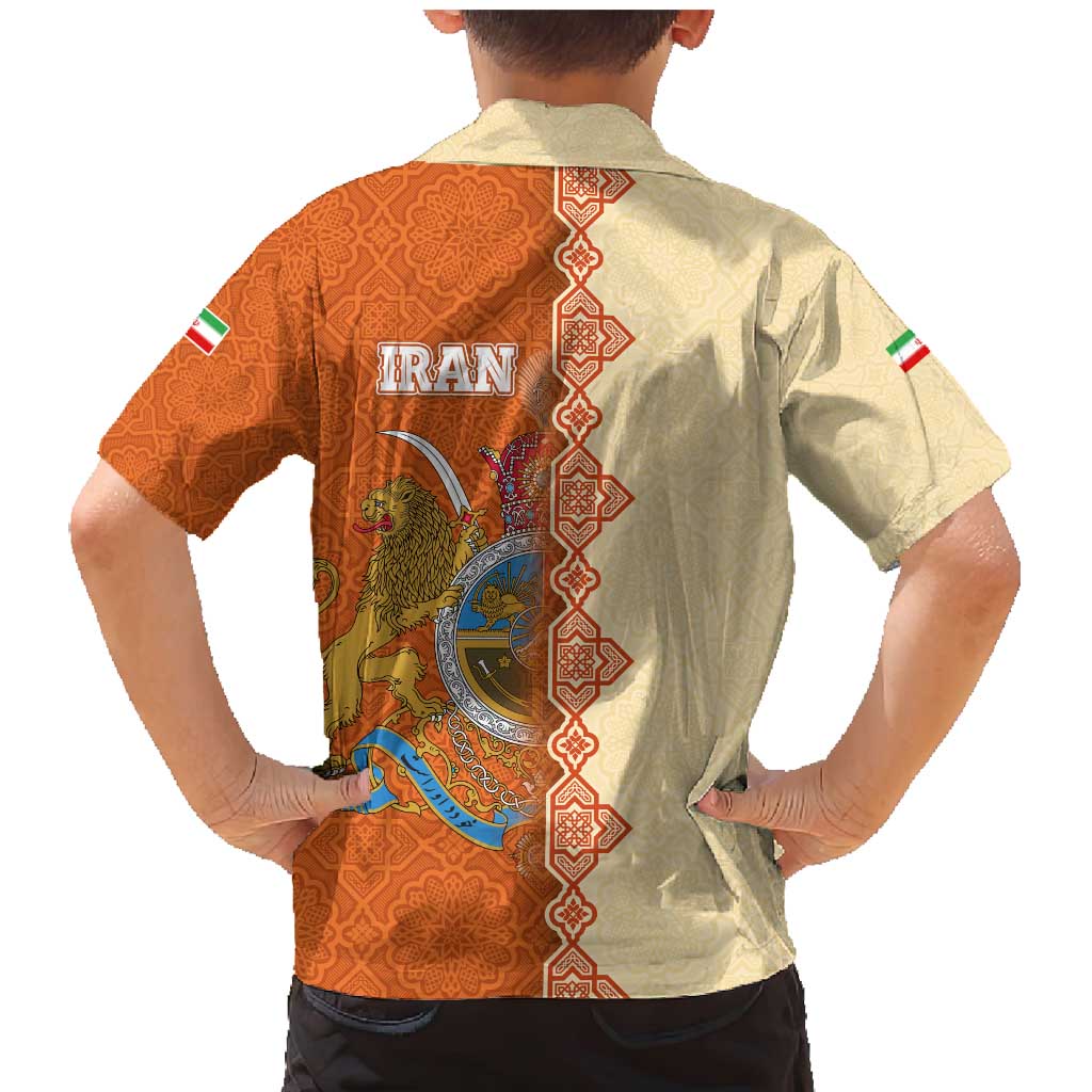 Iran Heritage Family Matching Mermaid Dress and Hawaiian Shirt with Traditional Pattern and Royal Emblem Design