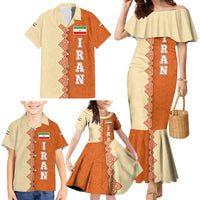 Iran Heritage Family Matching Mermaid Dress and Hawaiian Shirt with Traditional Pattern and Royal Emblem Design