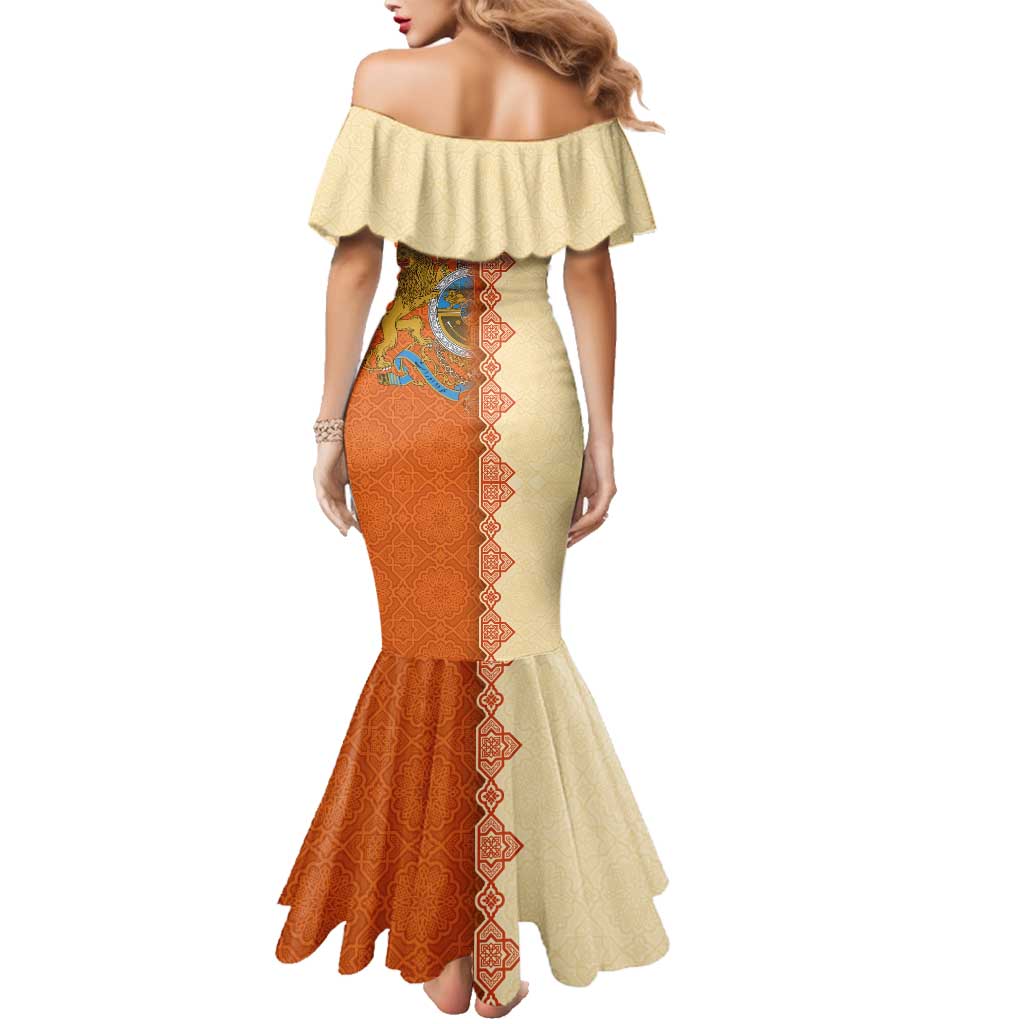 Iran Heritage Family Matching Mermaid Dress and Hawaiian Shirt with Traditional Pattern and Royal Emblem Design