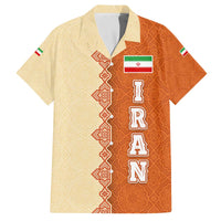 Iran Heritage Family Matching Off The Shoulder Long Sleeve Dress and Hawaiian Shirt with Traditional Pattern and Royal Emblem Design