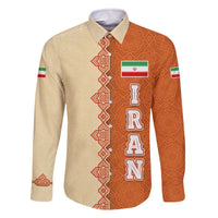 Iran Heritage Family Matching Off The Shoulder Long Sleeve Dress and Hawaiian Shirt with Traditional Pattern and Royal Emblem Design