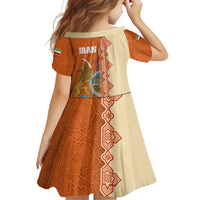 Iran Heritage Family Matching Off Shoulder Maxi Dress and Hawaiian Shirt with Traditional Pattern and Royal Emblem Design
