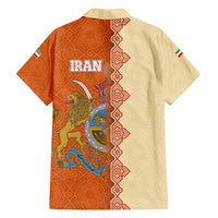 Iran Heritage Family Matching Off Shoulder Maxi Dress and Hawaiian Shirt with Traditional Pattern and Royal Emblem Design