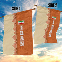Iran Heritage Garden Flag with Traditional Pattern and Royal Emblem Design