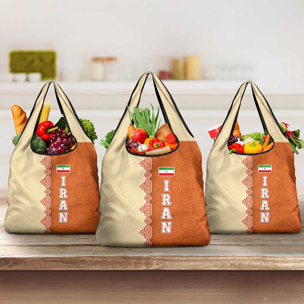Iran Heritage Grocery Bag with Traditional Pattern and Royal Emblem Design