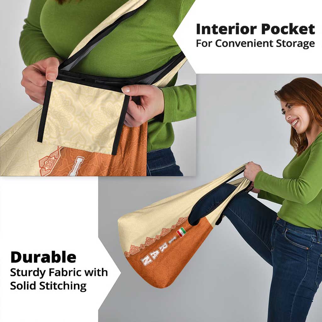 Iran Heritage Grocery Bag with Traditional Pattern and Royal Emblem Design