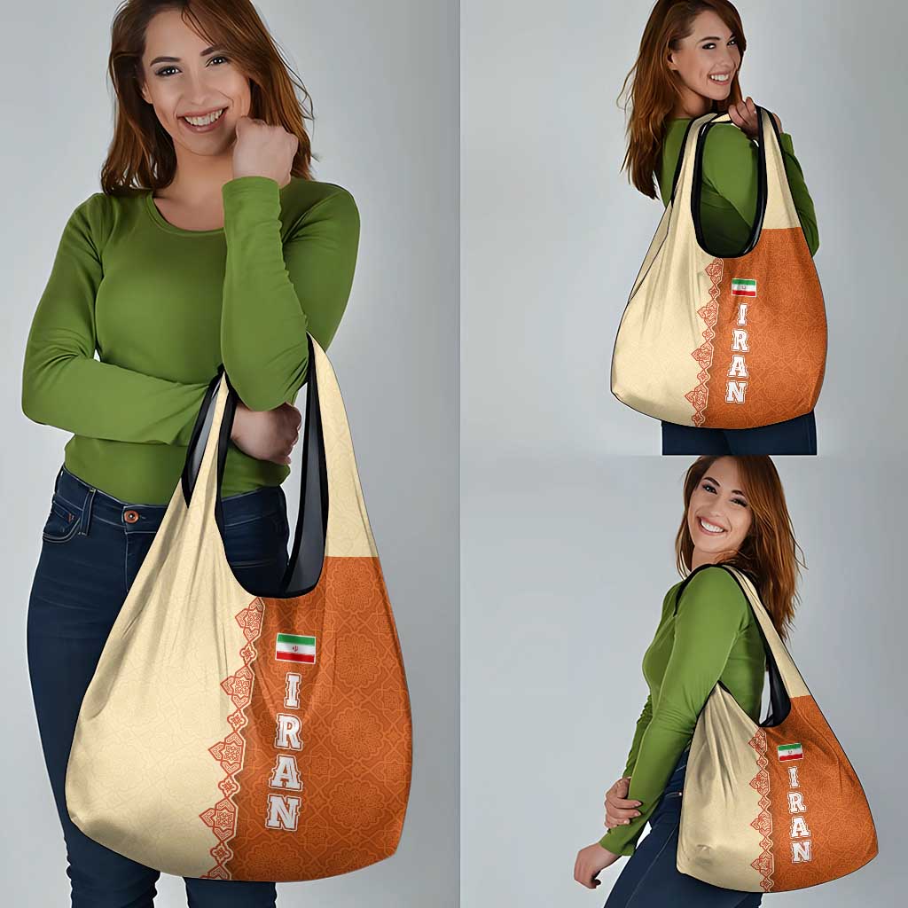Iran Heritage Grocery Bag with Traditional Pattern and Royal Emblem Design