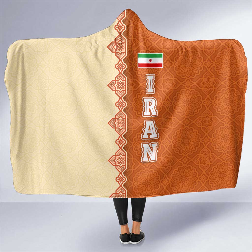 Iran Heritage Hooded Blanket with Traditional Pattern and Royal Emblem Design