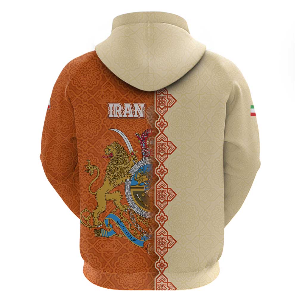 Iran Heritage Hoodie with Traditional Pattern and Royal Emblem Design