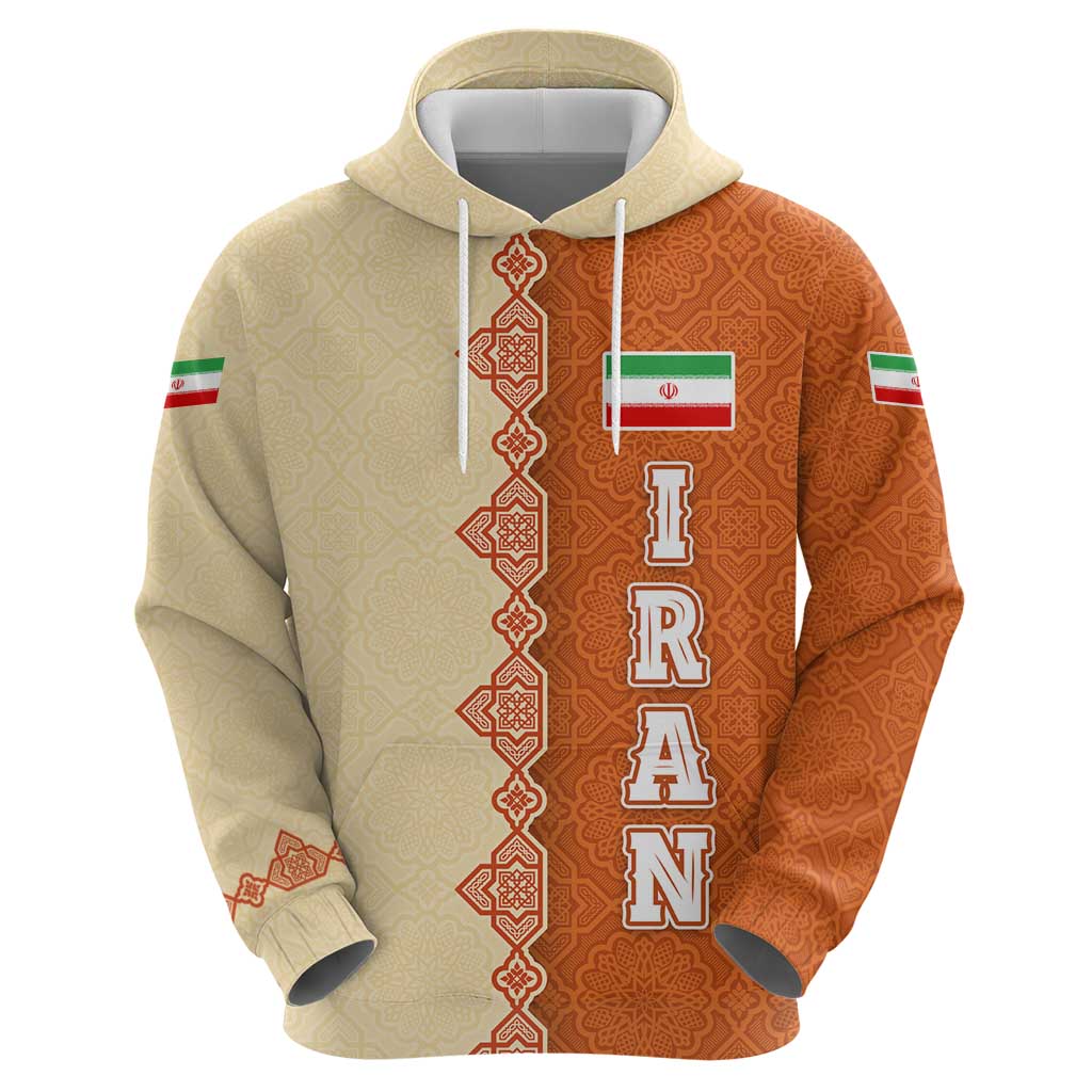 Iran Heritage Hoodie with Traditional Pattern and Royal Emblem Design