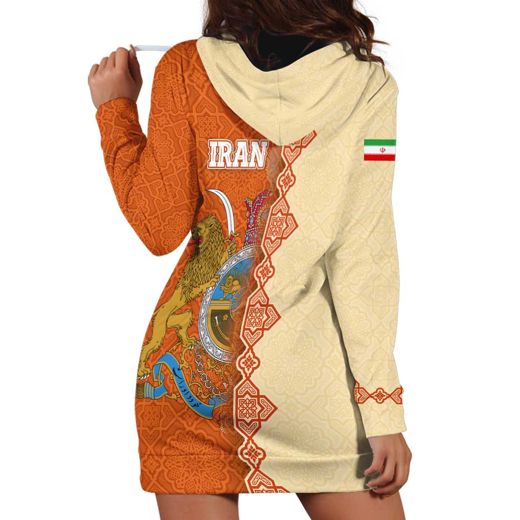 Iran Heritage Hoodie Dress with Traditional Pattern and Royal Emblem Design