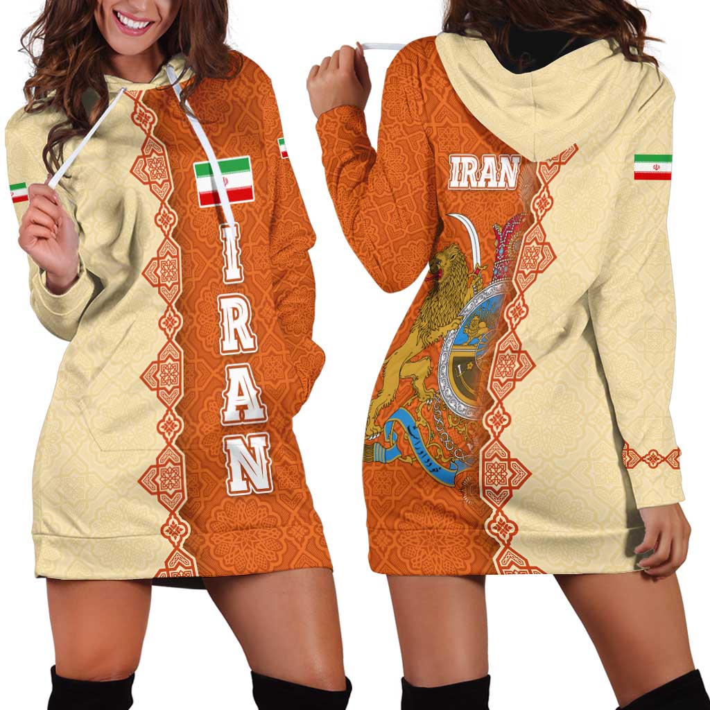 Iran Heritage Hoodie Dress with Traditional Pattern and Royal Emblem Design