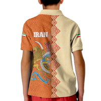 Iran Heritage Kid Polo Shirt with Traditional Pattern and Royal Emblem Design