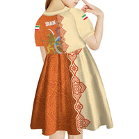 Iran Heritage Kid Short Sleeve Dress with Traditional Pattern and Royal Emblem Design