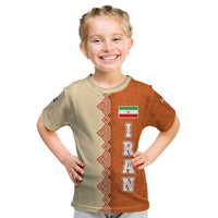 Iran Heritage Kid T Shirt with Traditional Pattern and Royal Emblem Design