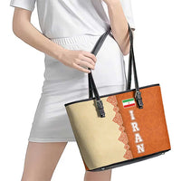 Iran Heritage Leather Tote Bag with Traditional Pattern and Royal Emblem Design