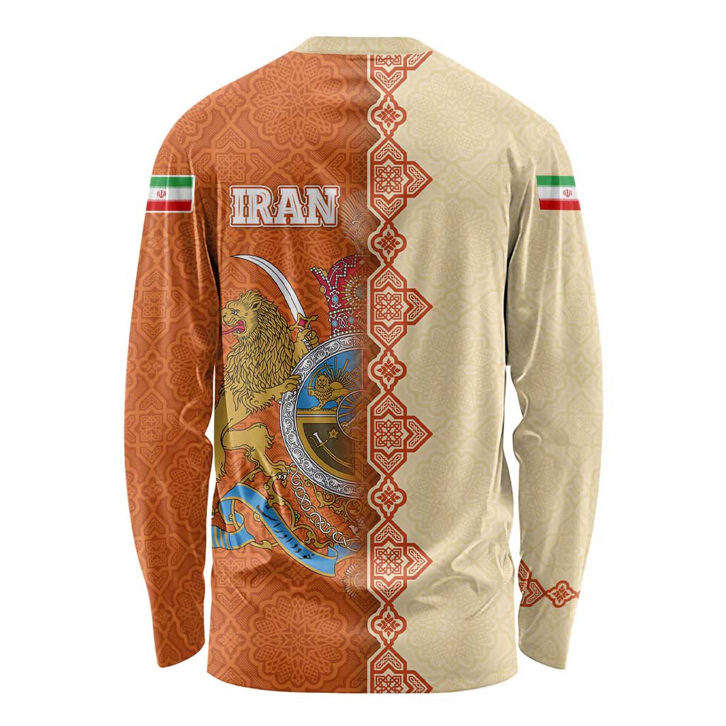 Iran Heritage Long Sleeve Shirt with Traditional Pattern and Royal Emblem Design