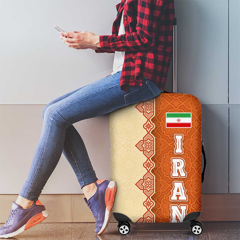 Iran Heritage Luggage Cover with Traditional Pattern and Royal Emblem Design