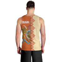 Iran Heritage Men Tank Top with Traditional Pattern and Royal Emblem Design
