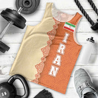 Iran Heritage Men Tank Top with Traditional Pattern and Royal Emblem Design