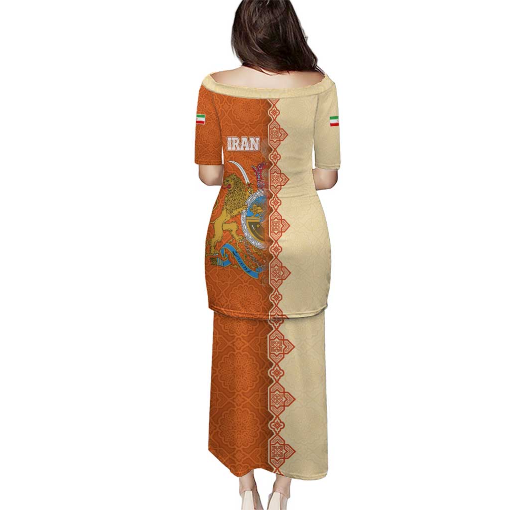 Iran Heritage Puletasi with Traditional Pattern and Royal Emblem Design