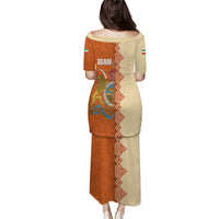 Iran Heritage Puletasi with Traditional Pattern and Royal Emblem Design