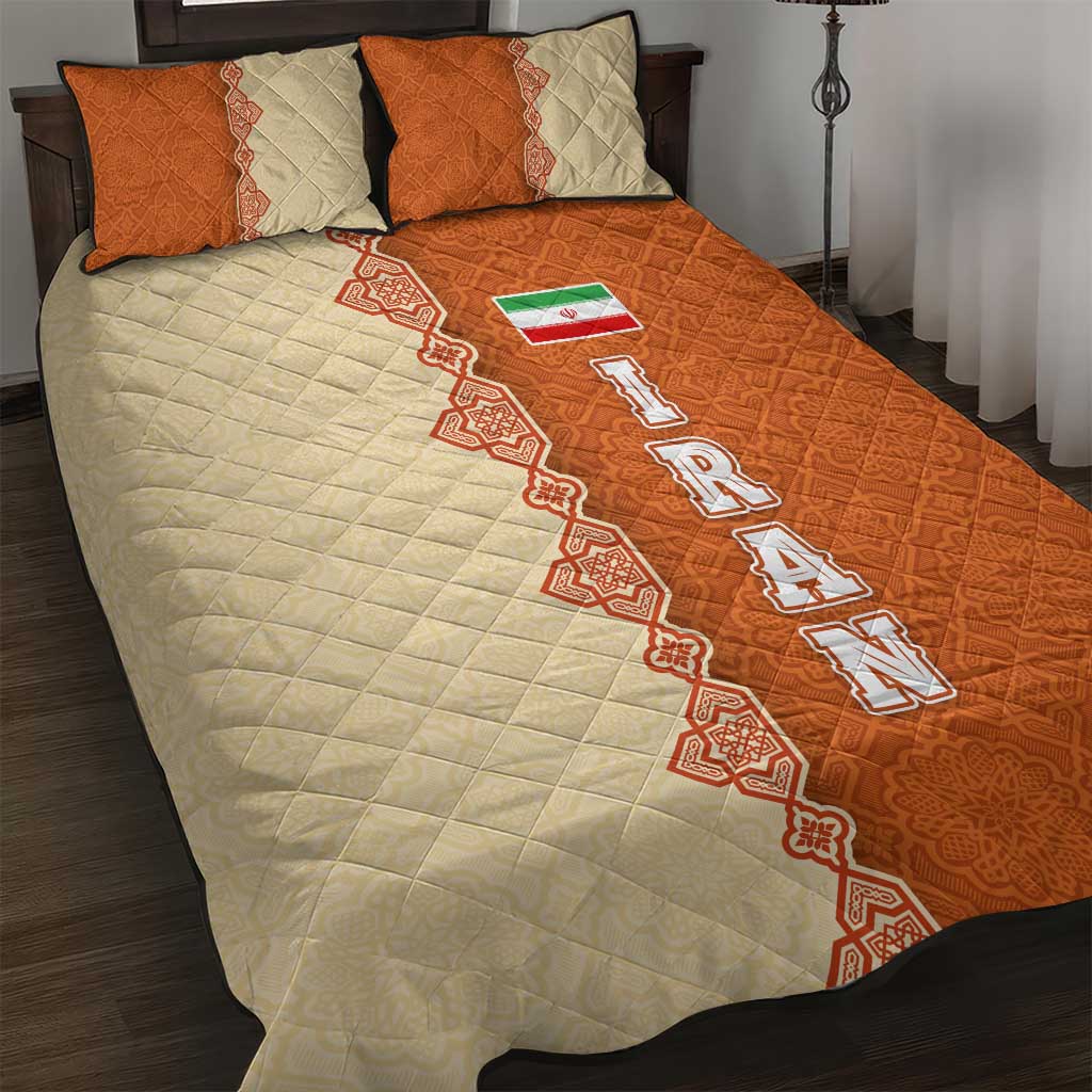 Iran Heritage Quilt Bed Set with Traditional Pattern and Royal Emblem Design