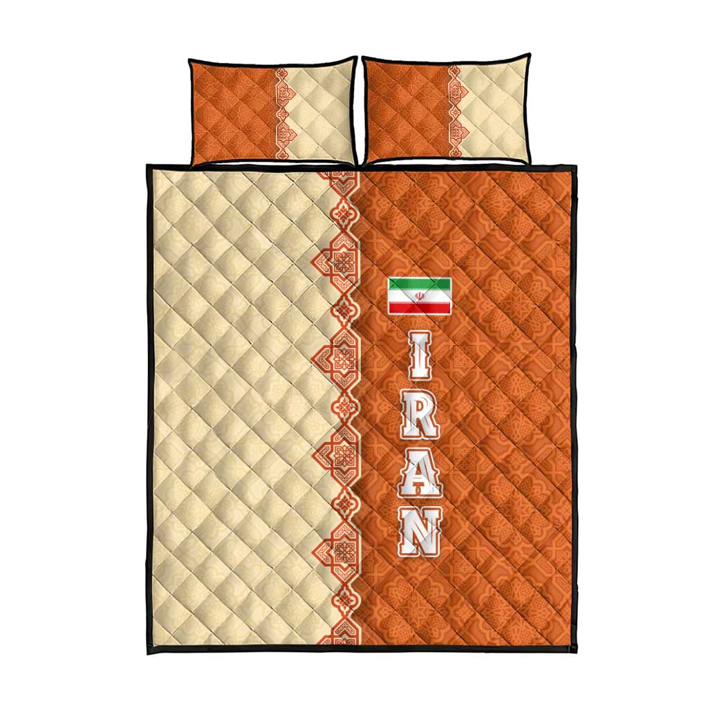 Iran Heritage Quilt Bed Set with Traditional Pattern and Royal Emblem Design