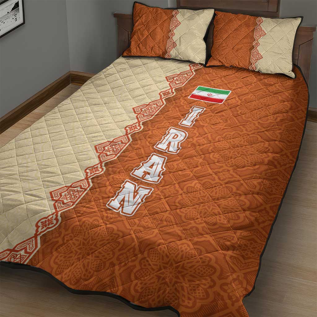 Iran Heritage Quilt Bed Set with Traditional Pattern and Royal Emblem Design