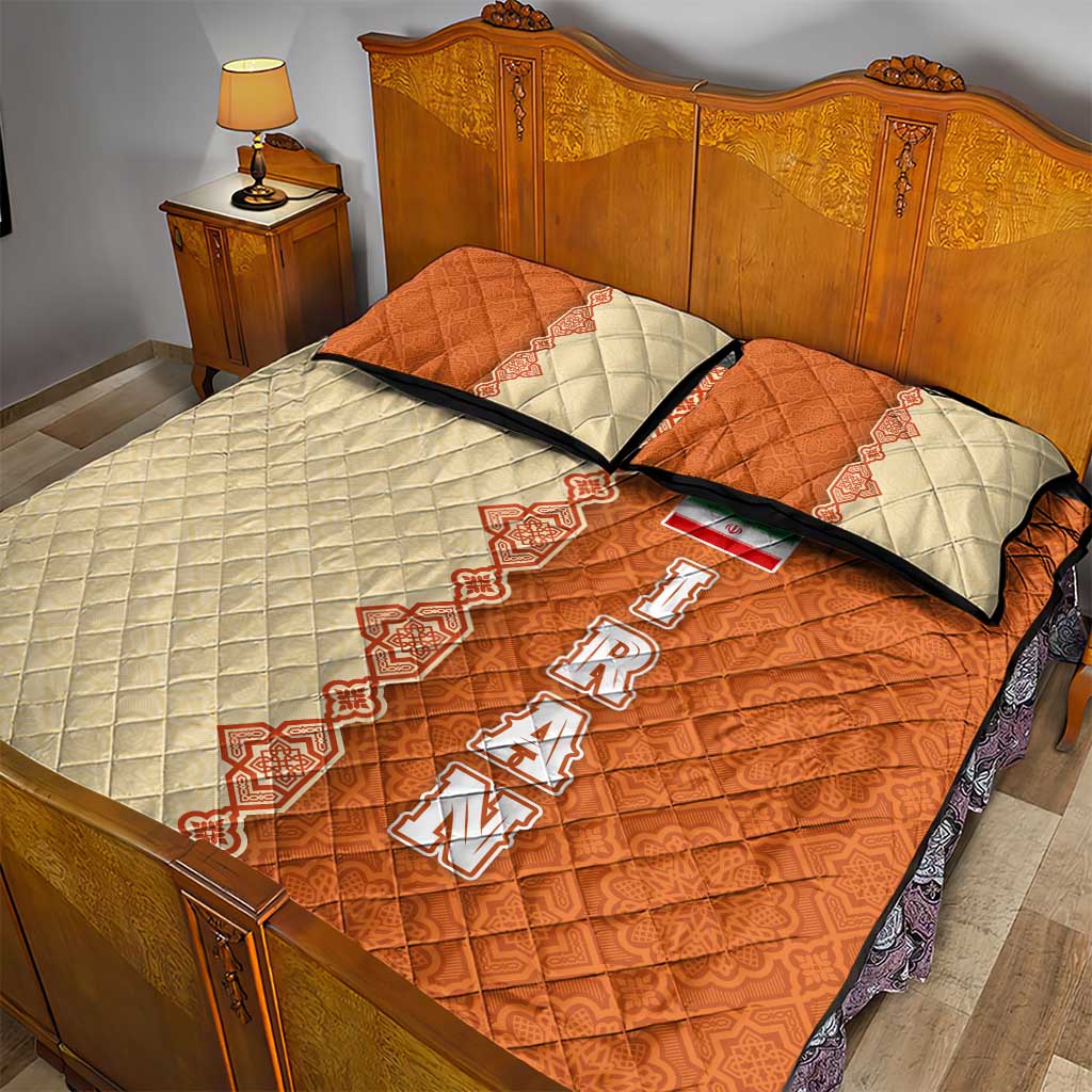 Iran Heritage Quilt Bed Set with Traditional Pattern and Royal Emblem Design