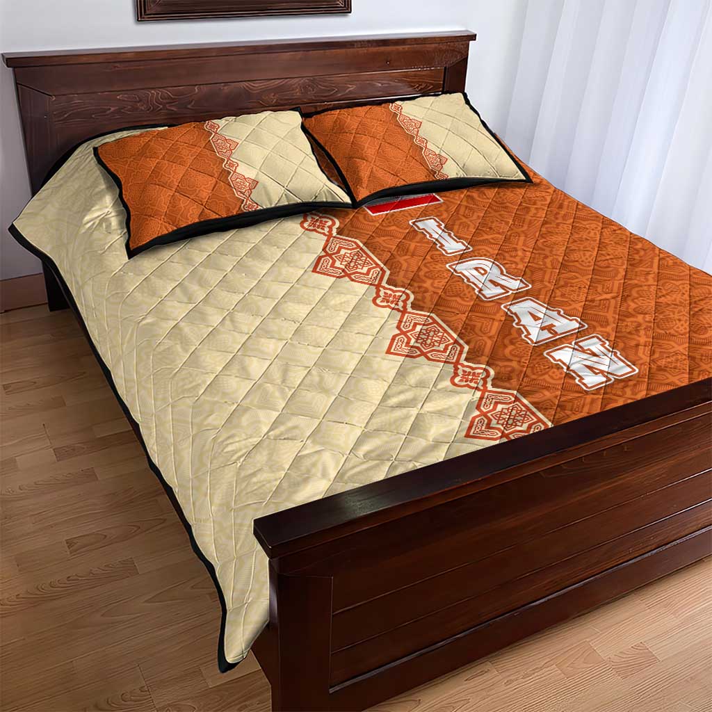Iran Heritage Quilt Bed Set with Traditional Pattern and Royal Emblem Design