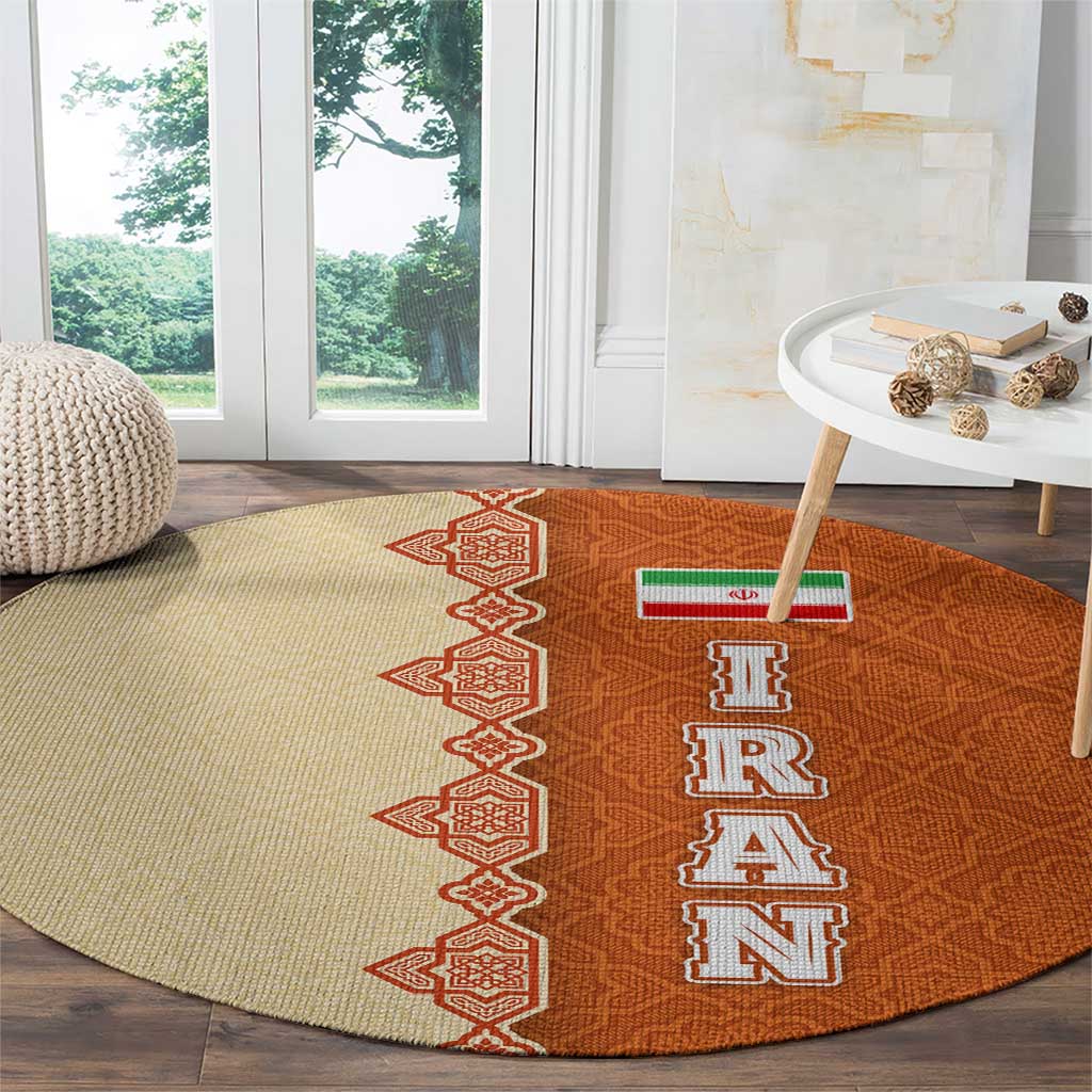 Iran Heritage Round Carpet with Traditional Pattern and Royal Emblem Design