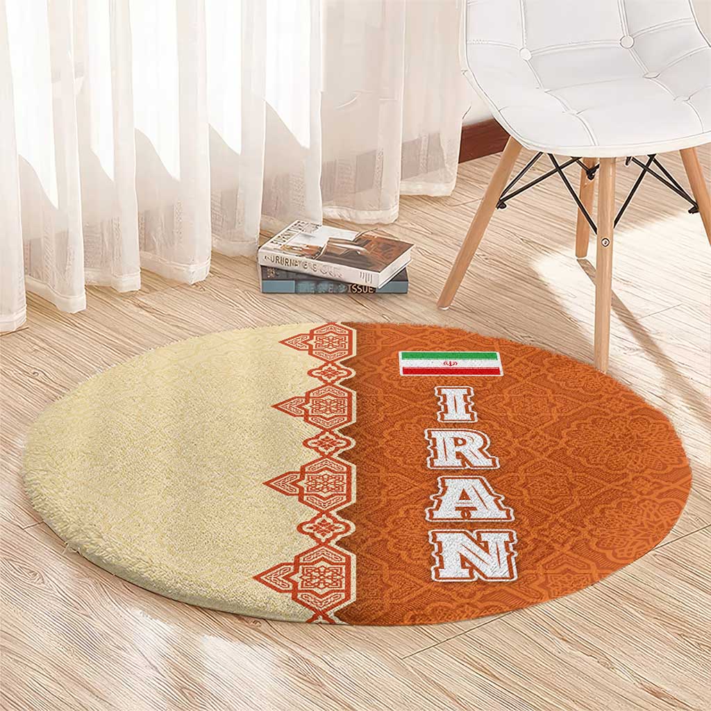 Iran Heritage Round Carpet with Traditional Pattern and Royal Emblem Design