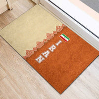 Iran Heritage Rubber Doormat with Traditional Pattern and Royal Emblem Design