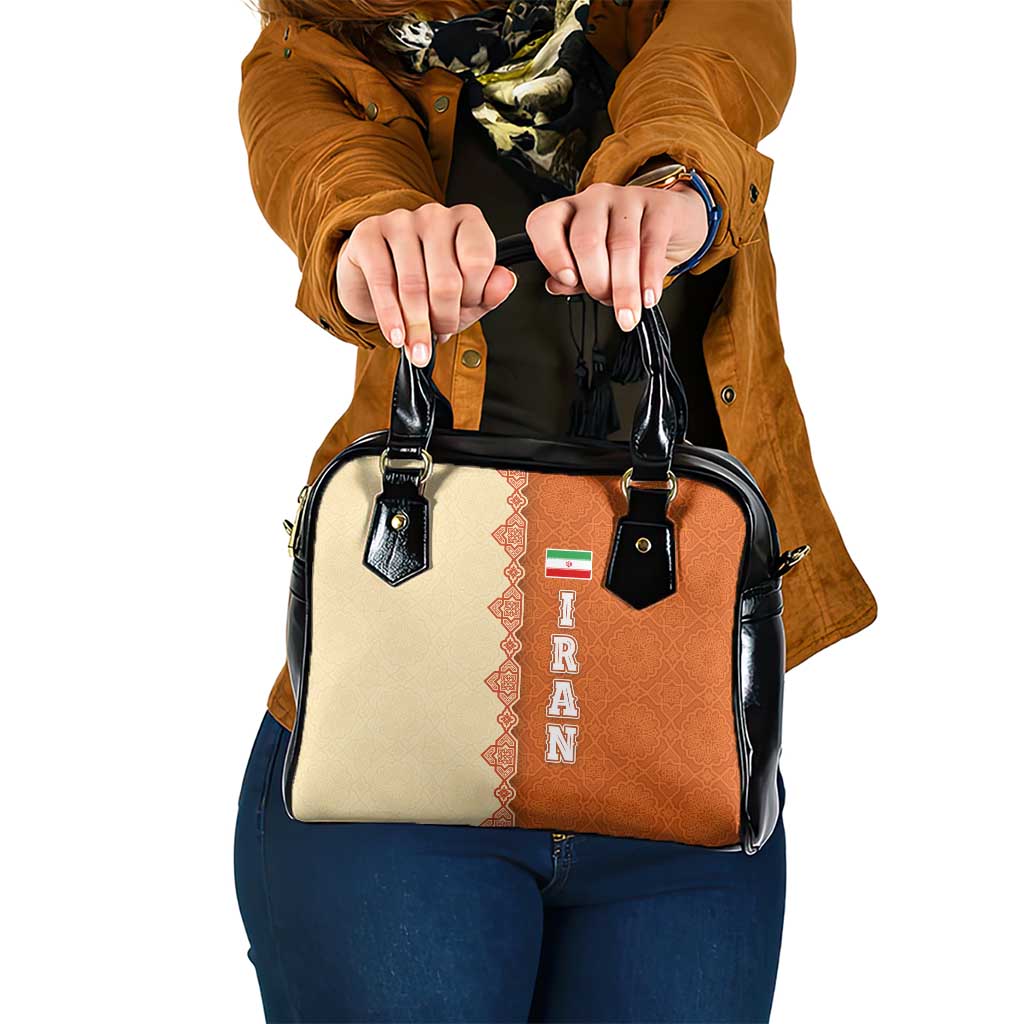 Iran Heritage Shoulder Handbag with Traditional Pattern and Royal Emblem Design