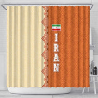 Iran Heritage Shower Curtain with Traditional Pattern and Royal Emblem Design
